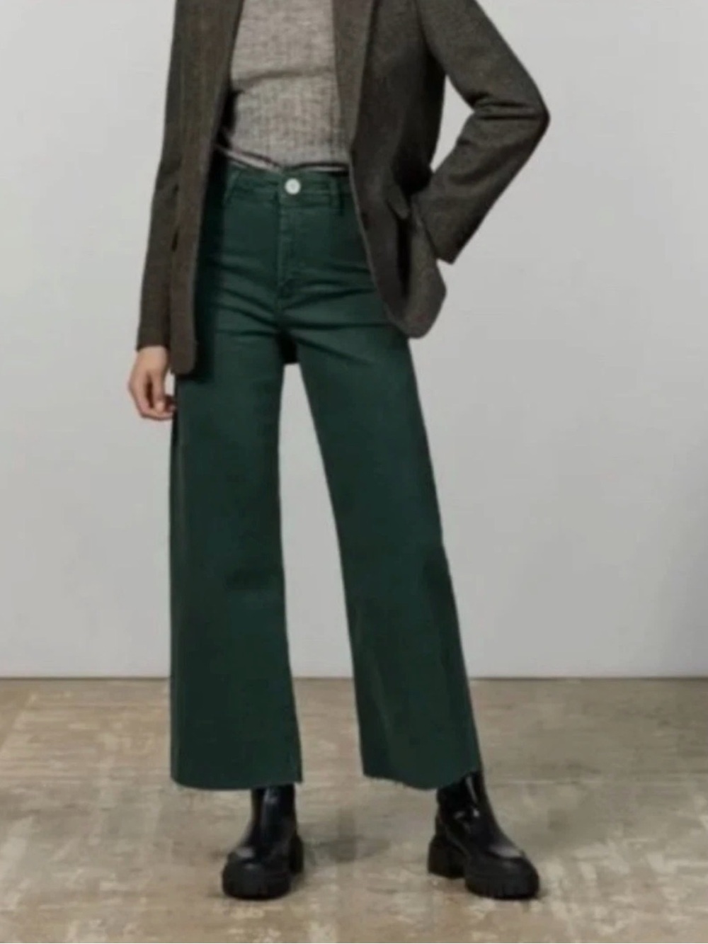 Zara Marine Straight Jeans, High Rise Wide Leg Jeans With Raw Hem